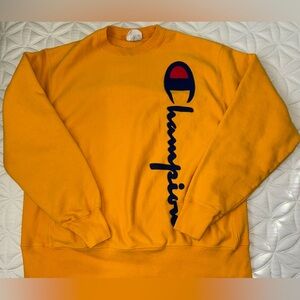 Vintage Champion Reverse Weave Sweatshirt Mens Large Gold Crewneck GF70 Logo
